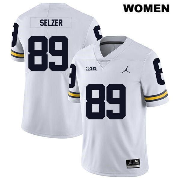 Women's NCAA Michigan Wolverines Carter Selzer #89 White Jordan Brand Authentic Stitched Legend Football College Jersey VN25B81KG